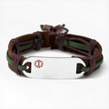Adults Medical Garden Leather/Hemp Bracelet Engr Front/Back